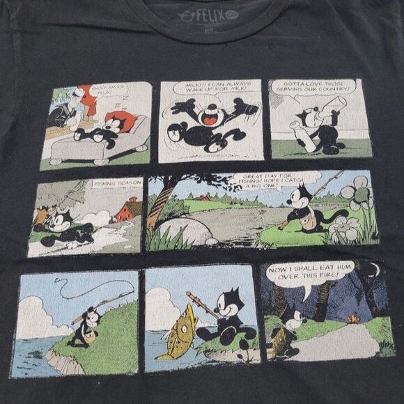Felix The Cat Shirt Size Small S Relaxing Day Comic Strip Graphic Print T-Shirt - Picture 4 of 7